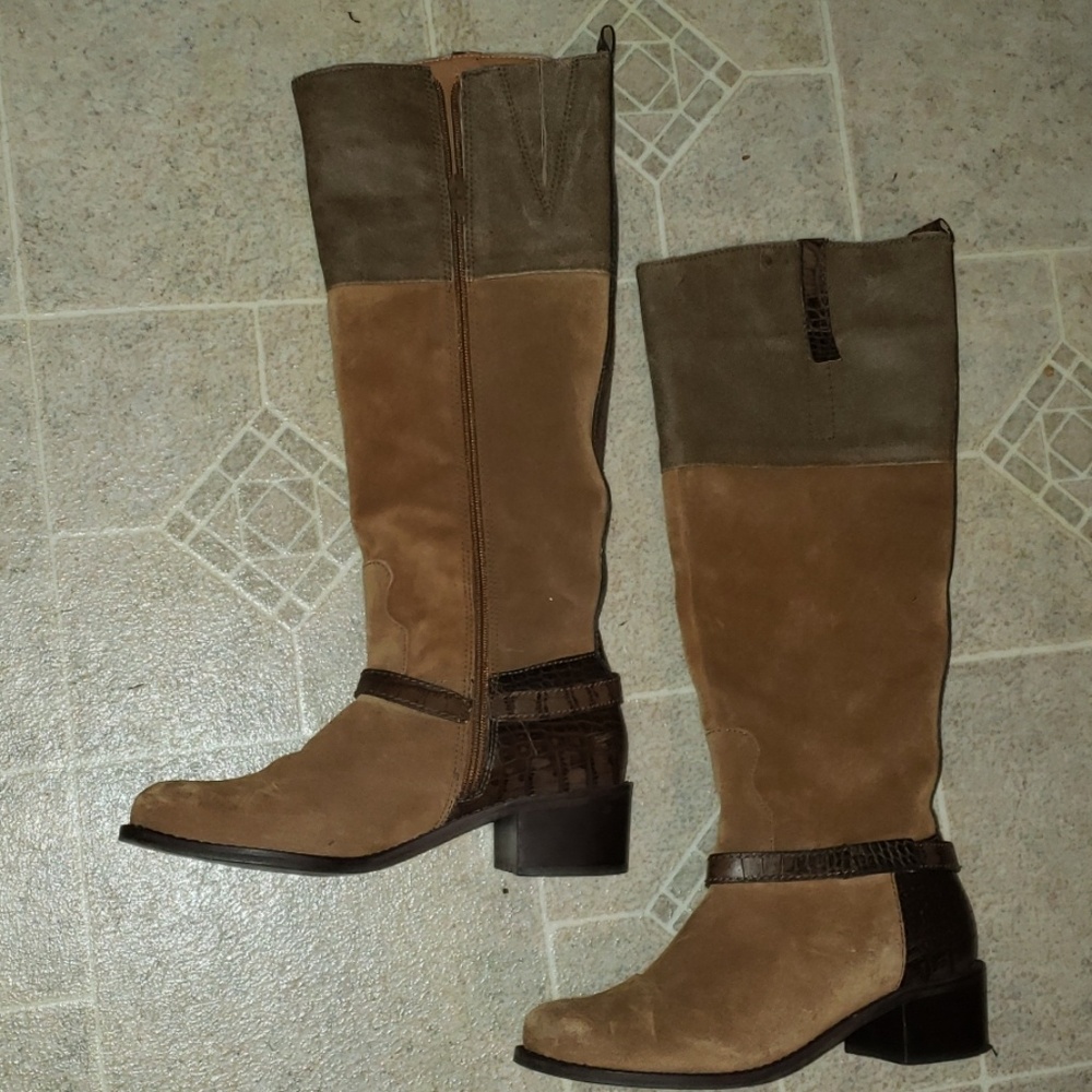 MATISSE Real leather And Suede detailed knee hi boot